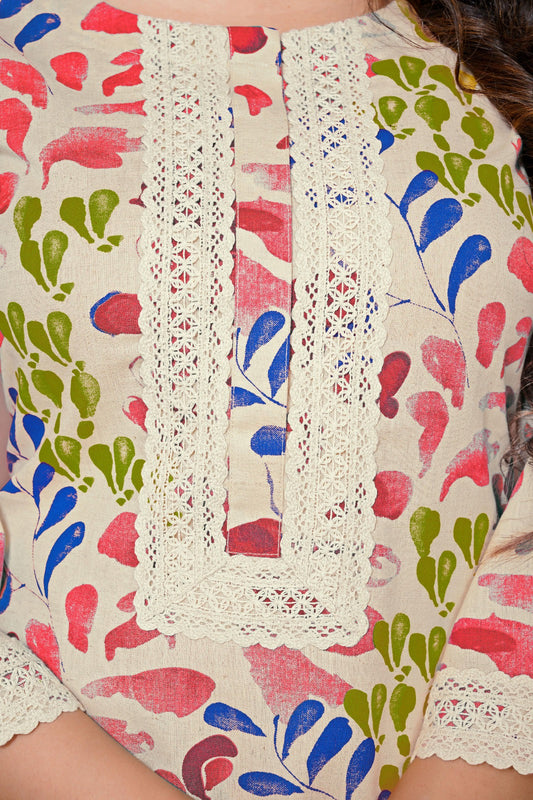 Neelam Clamp White & Blue Designer Cotton Co-ord Set For Women Online